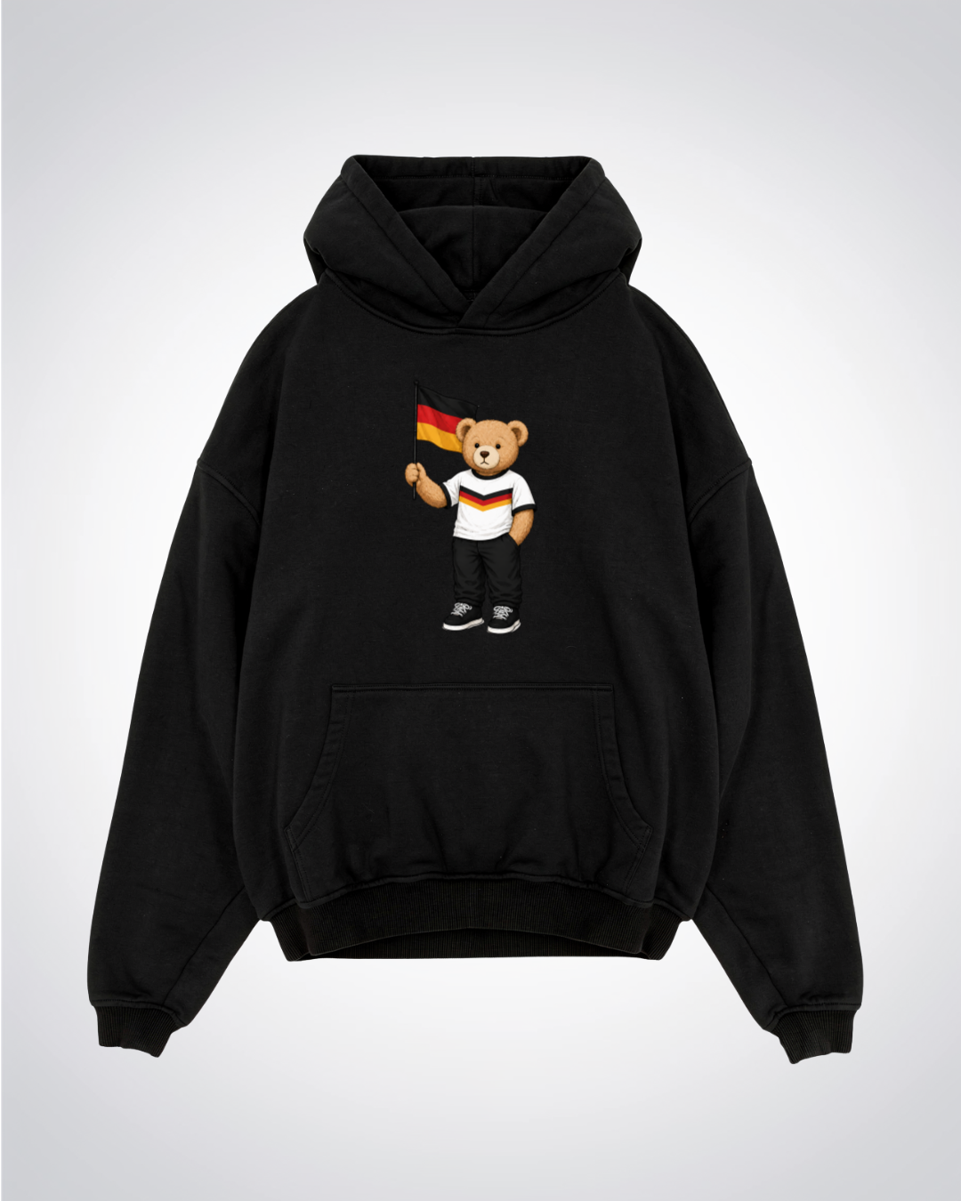 Deutscher PoloBear Oversized Hoodie - Black Front (Designed)