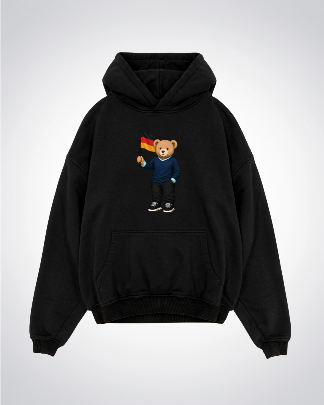 Deutscher PoloBear Oversized Hoodie - Black Front (Designed)
