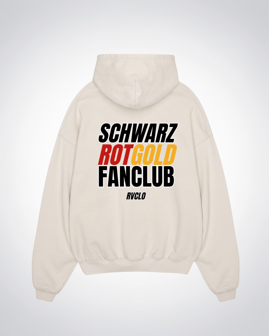 Schwarz Rot Gold Fanclub Oversized Hoodie - Beige Back (Designed)