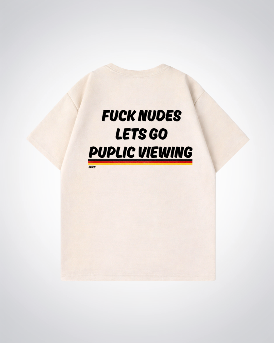 Lets go Puplic Viewing Oversized Shirt - Beige Back (Designed)