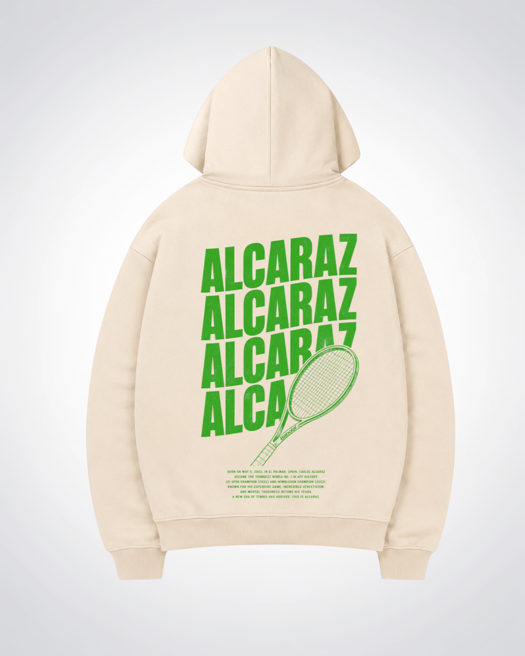 Alcaraz Waved Oversized Hoodie - Beige Back (Designed)