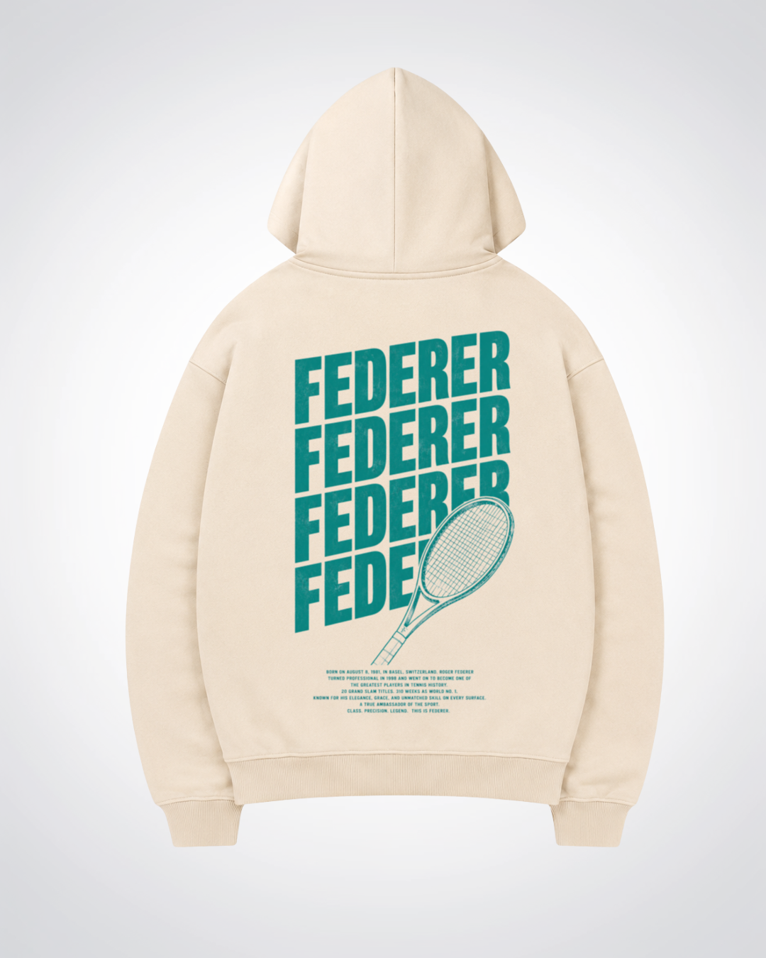 Federer Waved Oversized Hoodie - Beige Back (Designed)