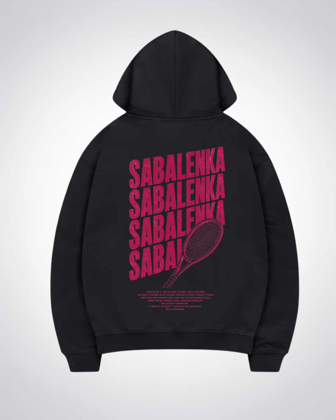Sabalenka Waved Oversized Hoodie - Black Back (Designed)