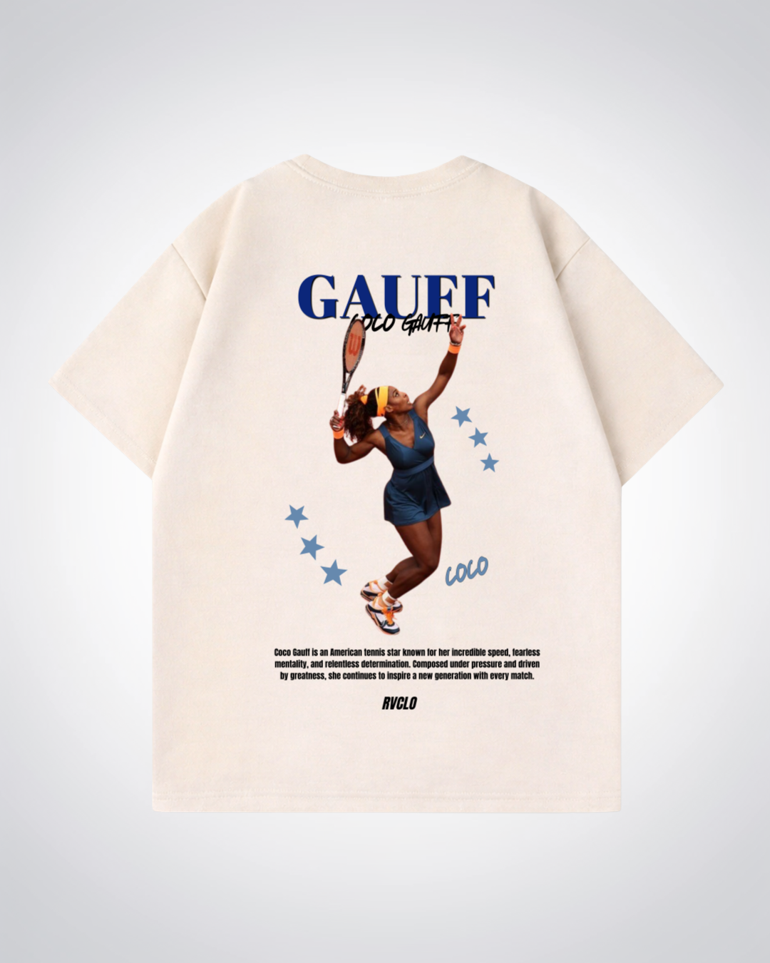 Gauff Star Oversized Shirt - Beige Back (Designed)