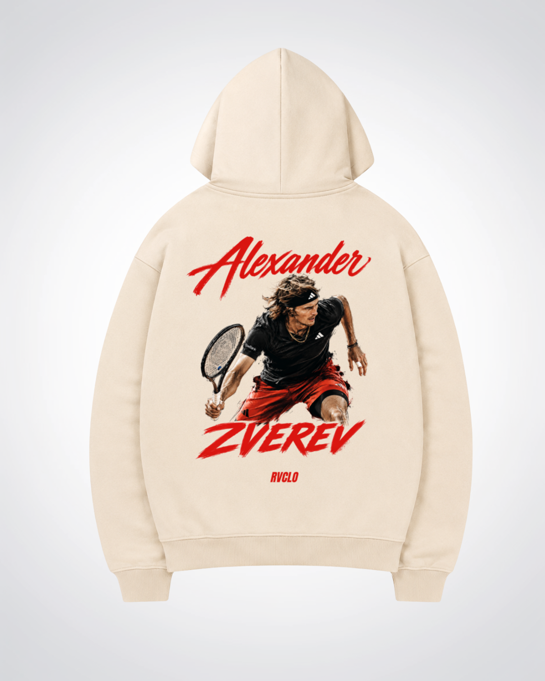 Jannik Sinner Oversized Hoodie - Beige Back (Designed)
