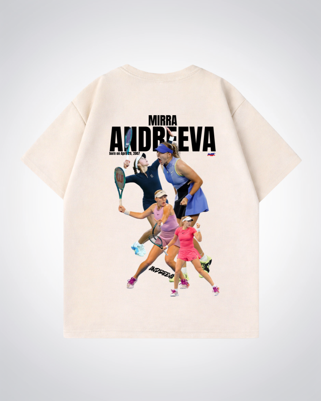 Mirra Andreeva Oversized Shirt - Beige Back (Designed)