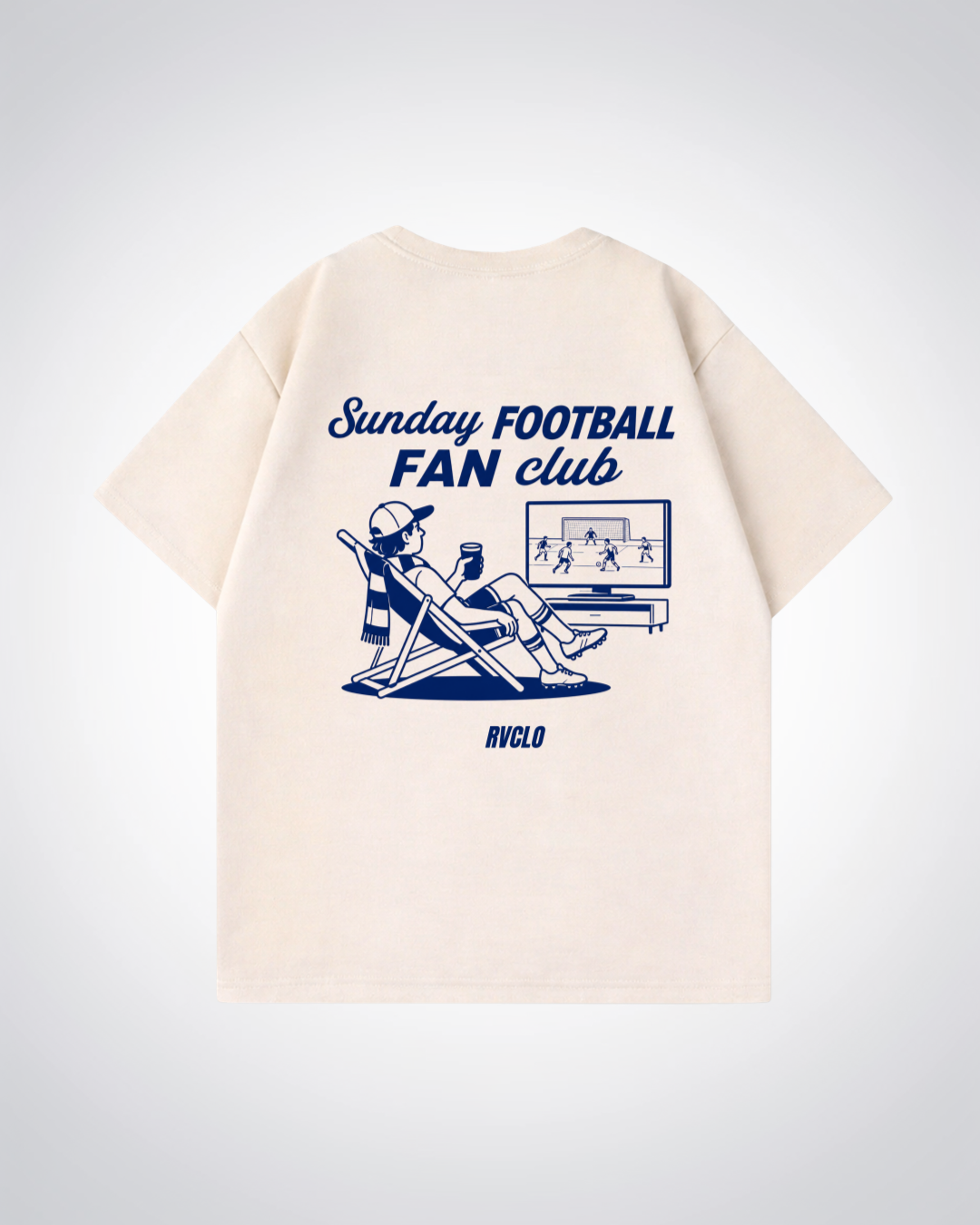 Sunday Football Fan Club Oversized Shirt - Beige Back (Designed)