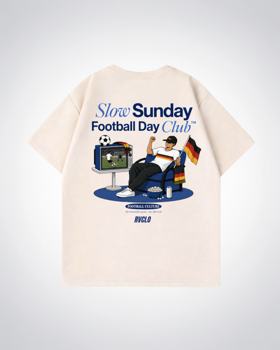 German Football Club Oversized Shirt - Beige Back (Designed)