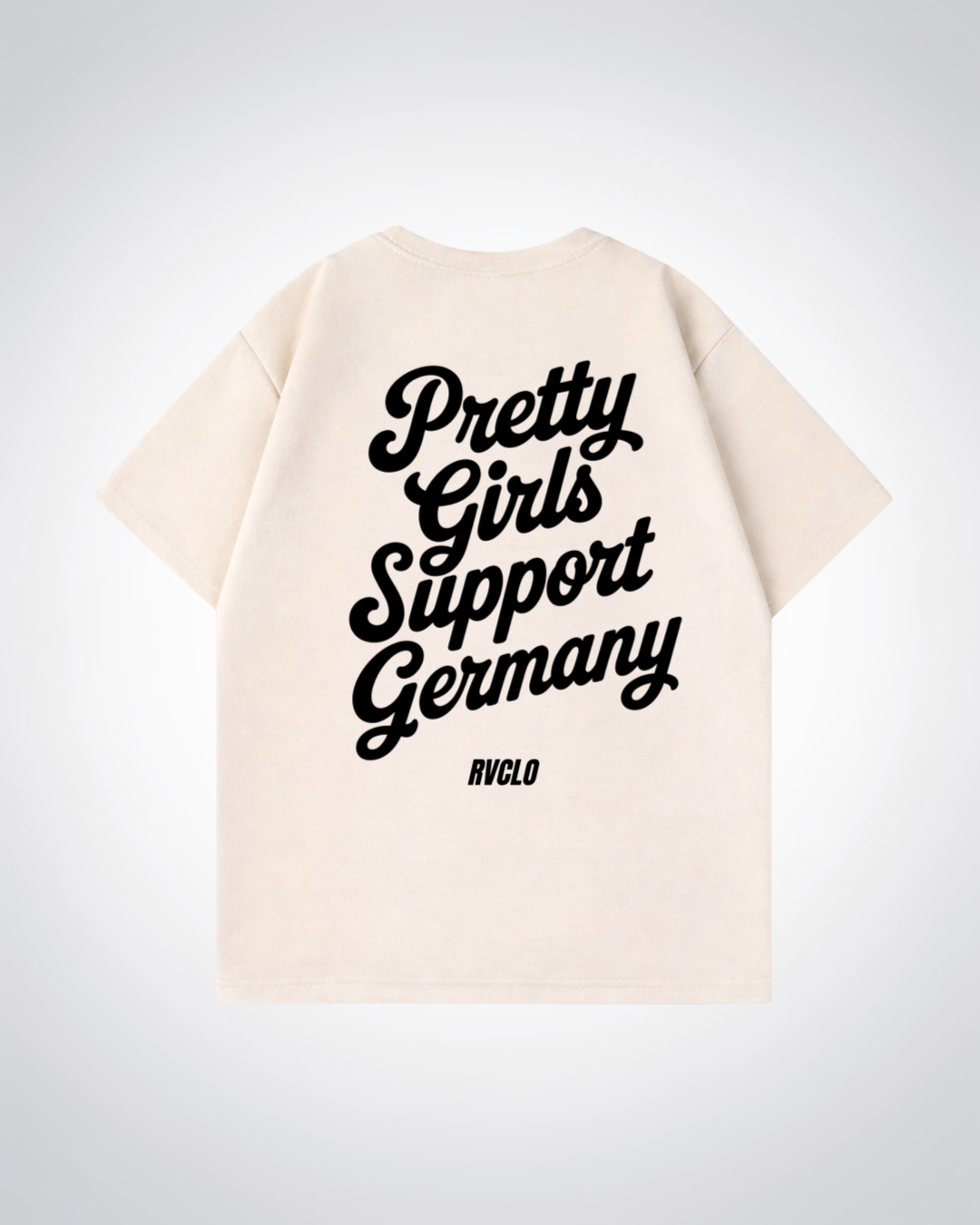 Pretty Girls Support Germany Oversized Shirt - Beige Back (Designed)
