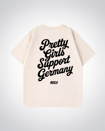 Pretty Girls Support Germany Oversized Shirt - Beige Back (Designed)