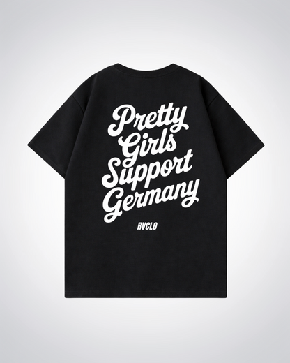 Pretty Girls Support Germany Oversized Shirt - Black Back (Designed)