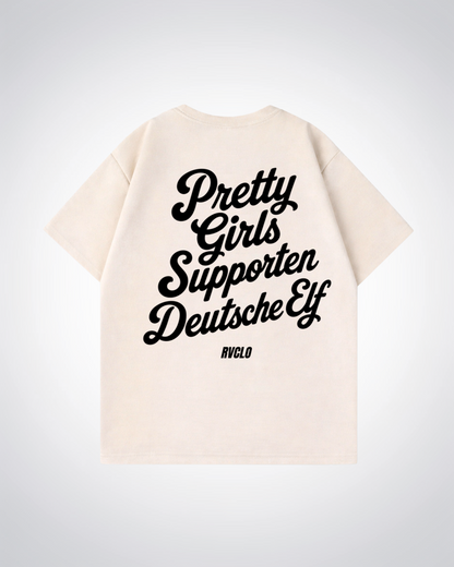 Pretty Girls supporten Deutsche Elf Oversized Shirt - Beige Back (Designed)