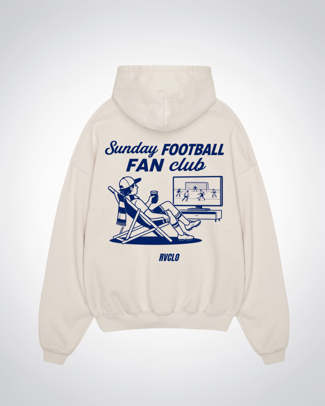 Sunday Football Fan Club Oversized Hoodie - Beige Back (Designed)