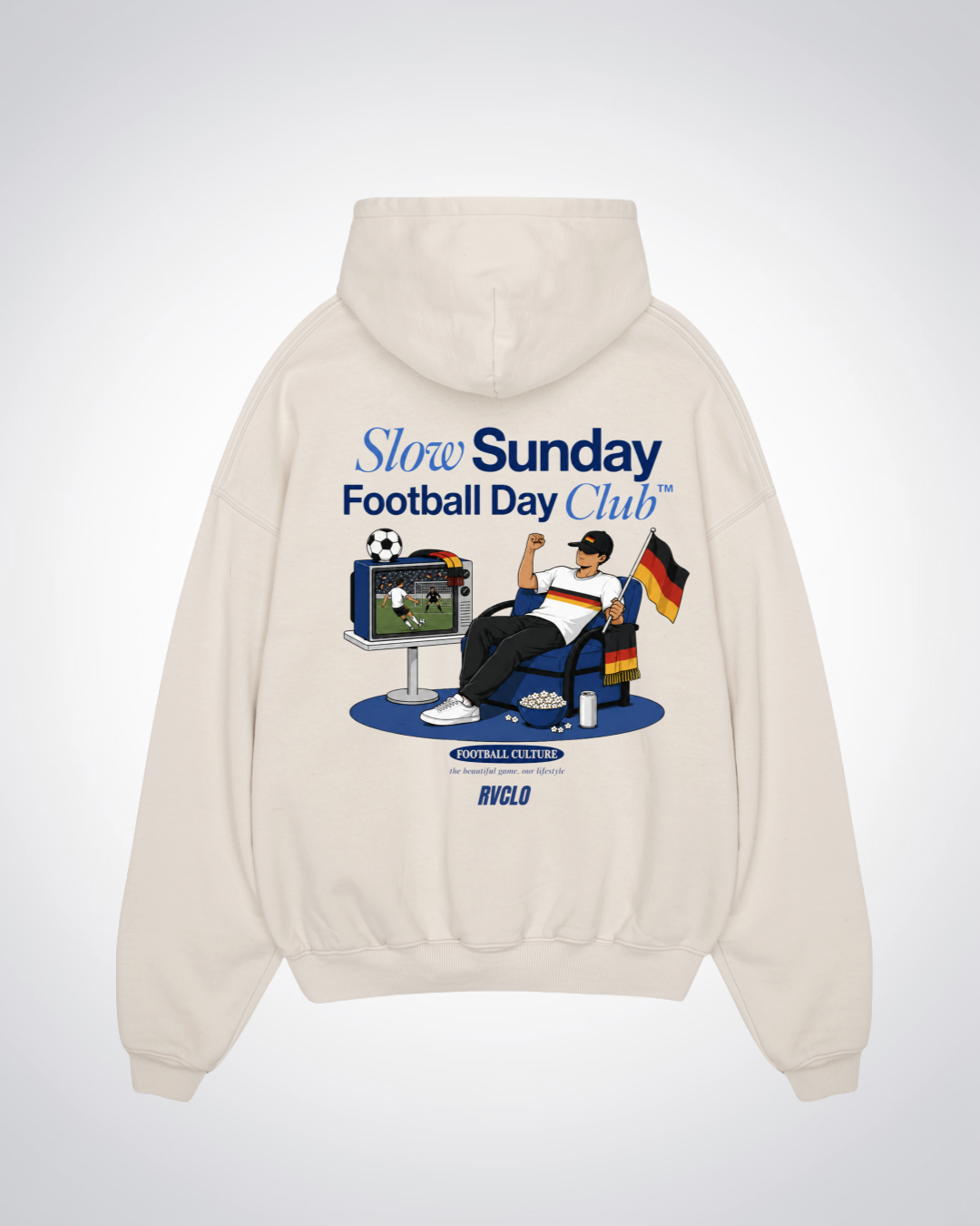 German Football Club Oversized Hoodie - Beige Back (Designed)