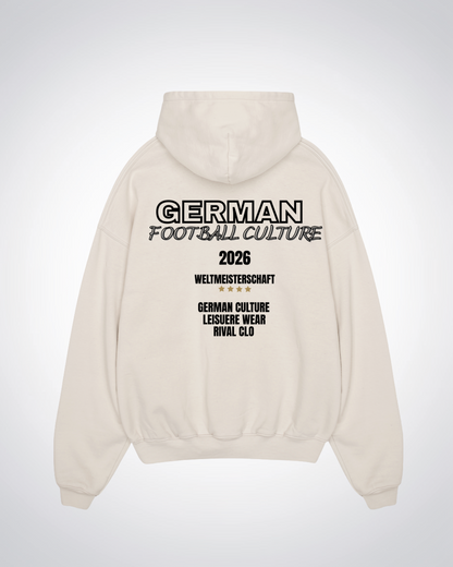 German Football Culture Oversized Hoodie - Beige Back (Designed)