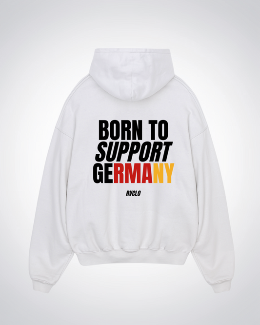 Born To Support Germany Culture Oversized Hoodie - White Back (Designed)