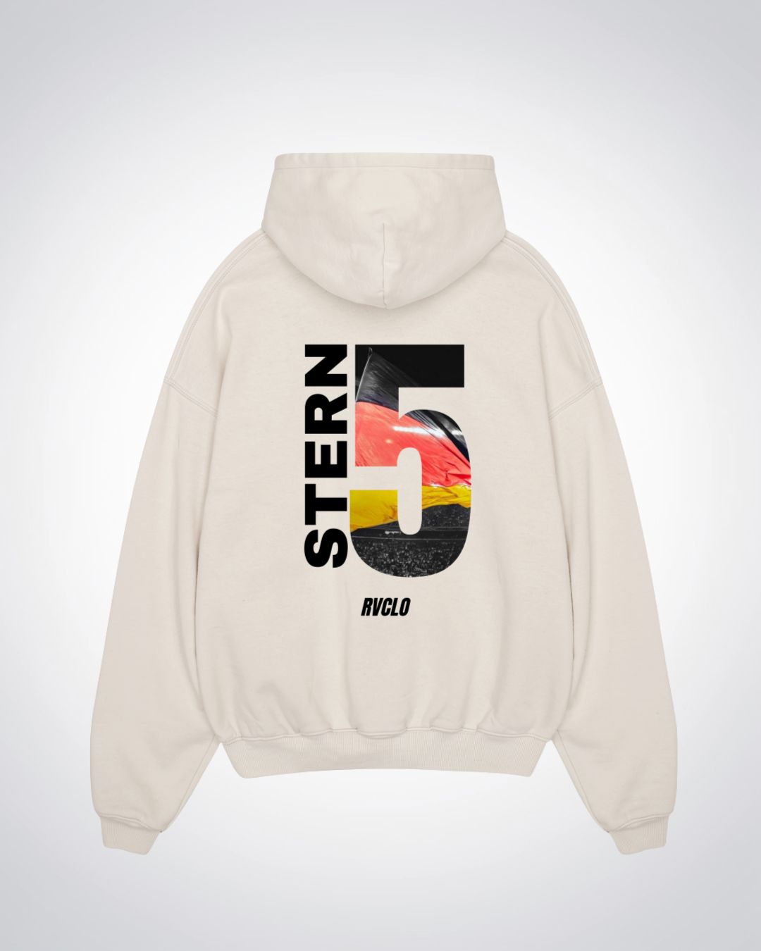 5 Stern Oversized Hoodie - Beige Back (Designed)