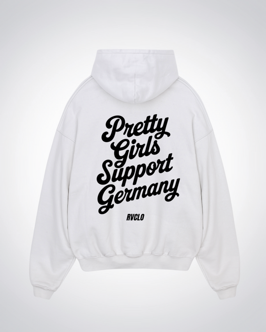 Pretty Girls Support Germany Oversized Hoodie - White Back (Designed)