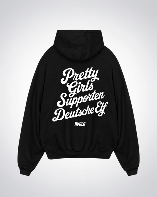Pretty Girls supporten Deutsche Elf Oversized Hoodie - Black Back (Designed)