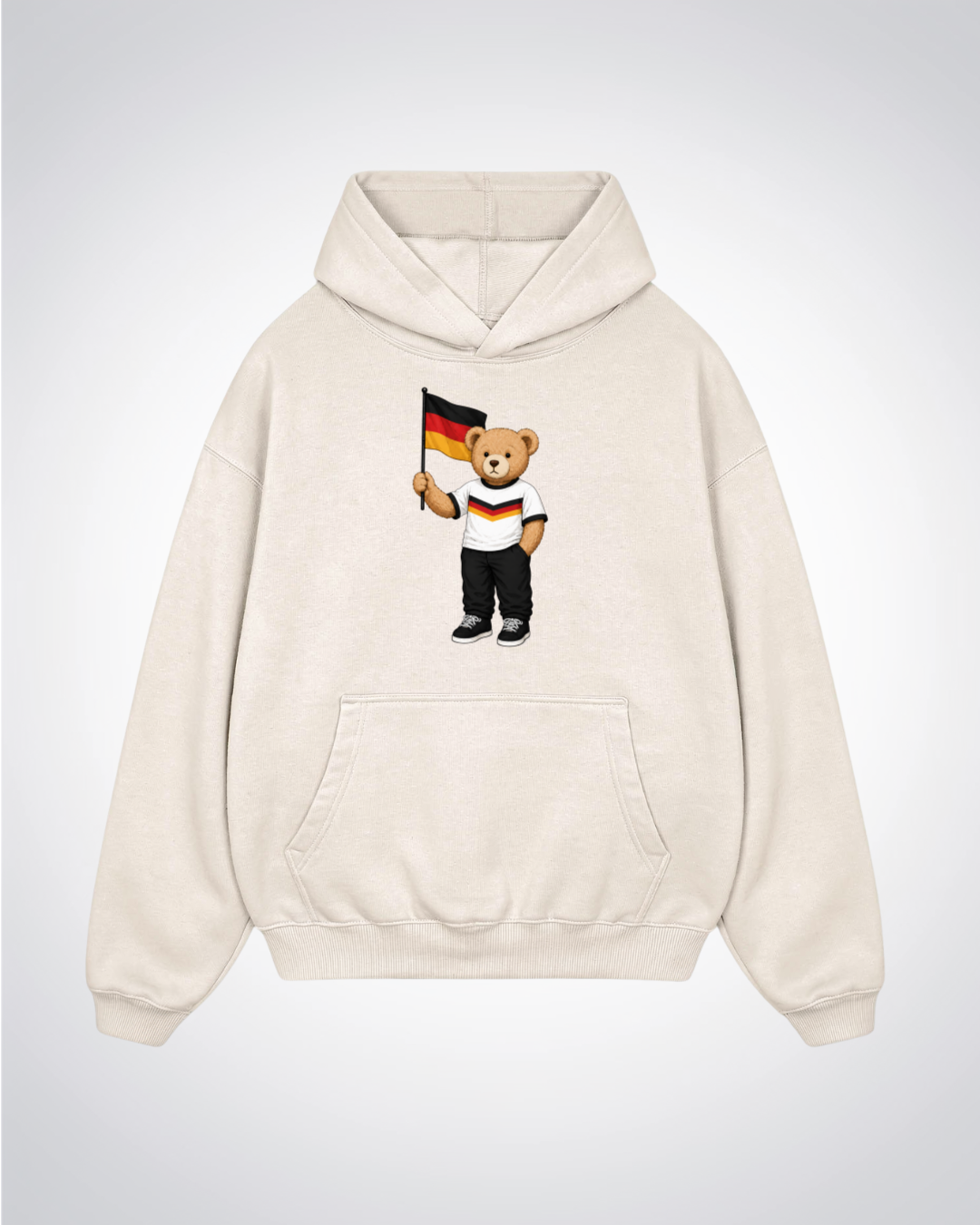 Deutscher PoloBear Oversized Hoodie - Beige Front (Designed)