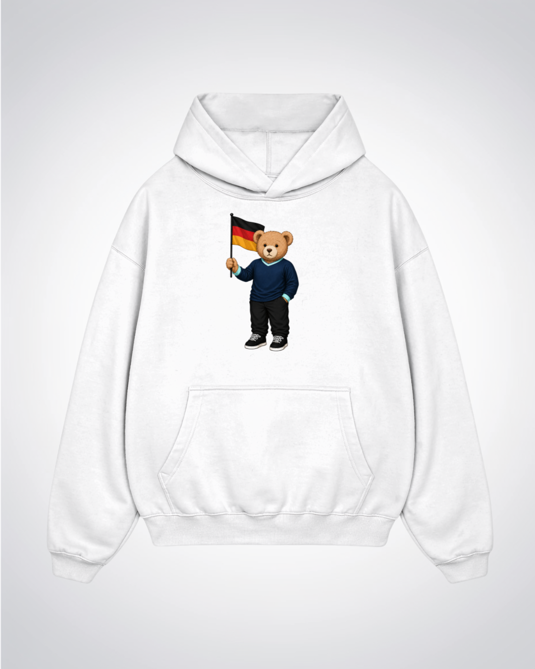 Deutscher PoloBear Oversized Hoodie - White Front (Designed)