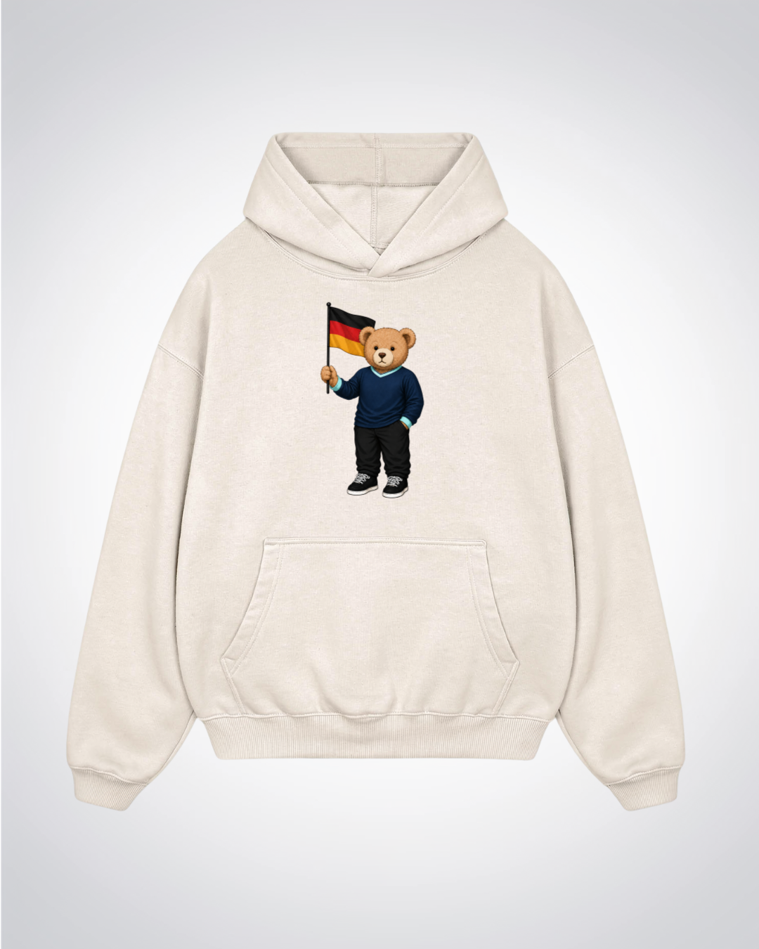 Deutscher PoloBear Oversized Hoodie - Beige Front (Designed)