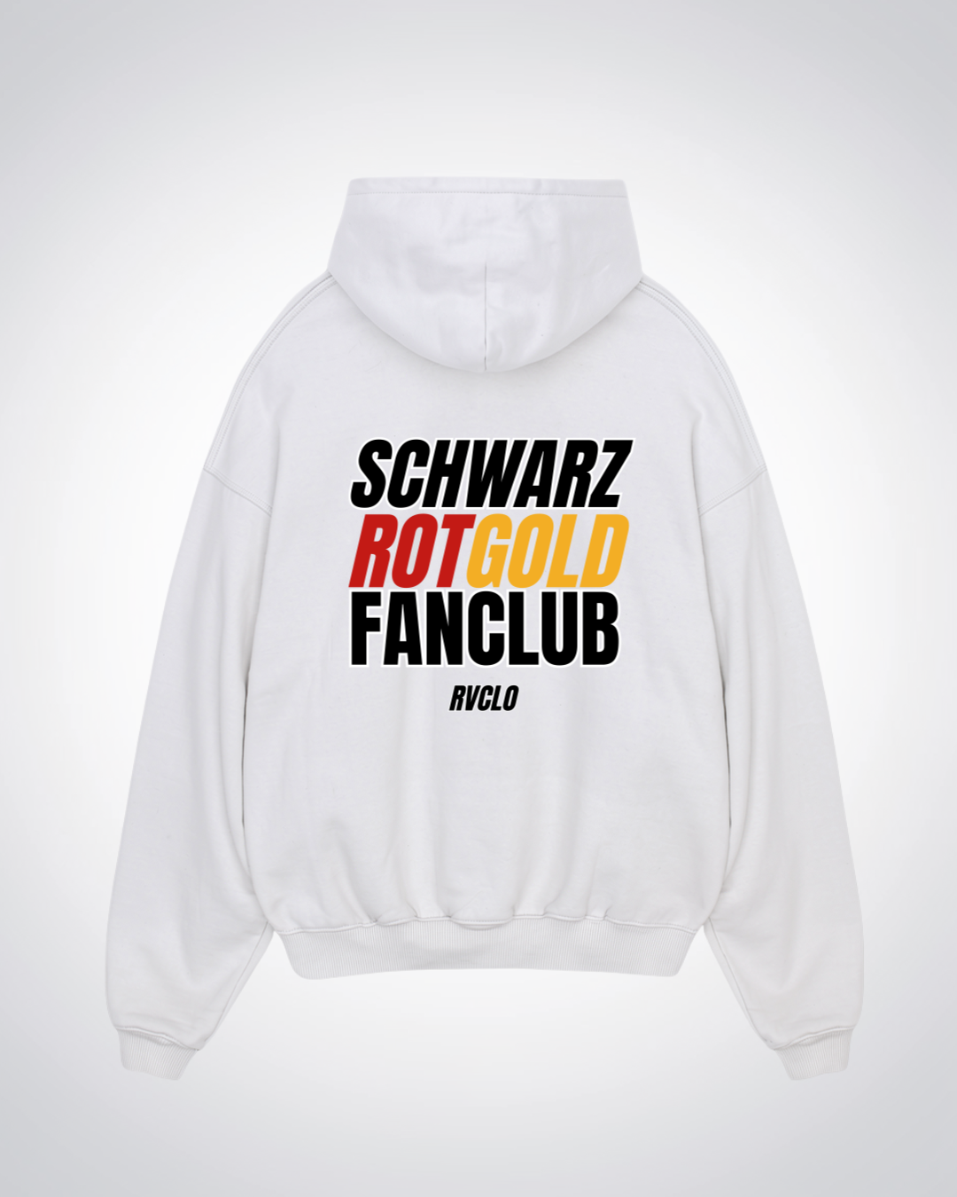Schwarz Rot Gold Fanclub Oversized Hoodie - White Back (Designed)