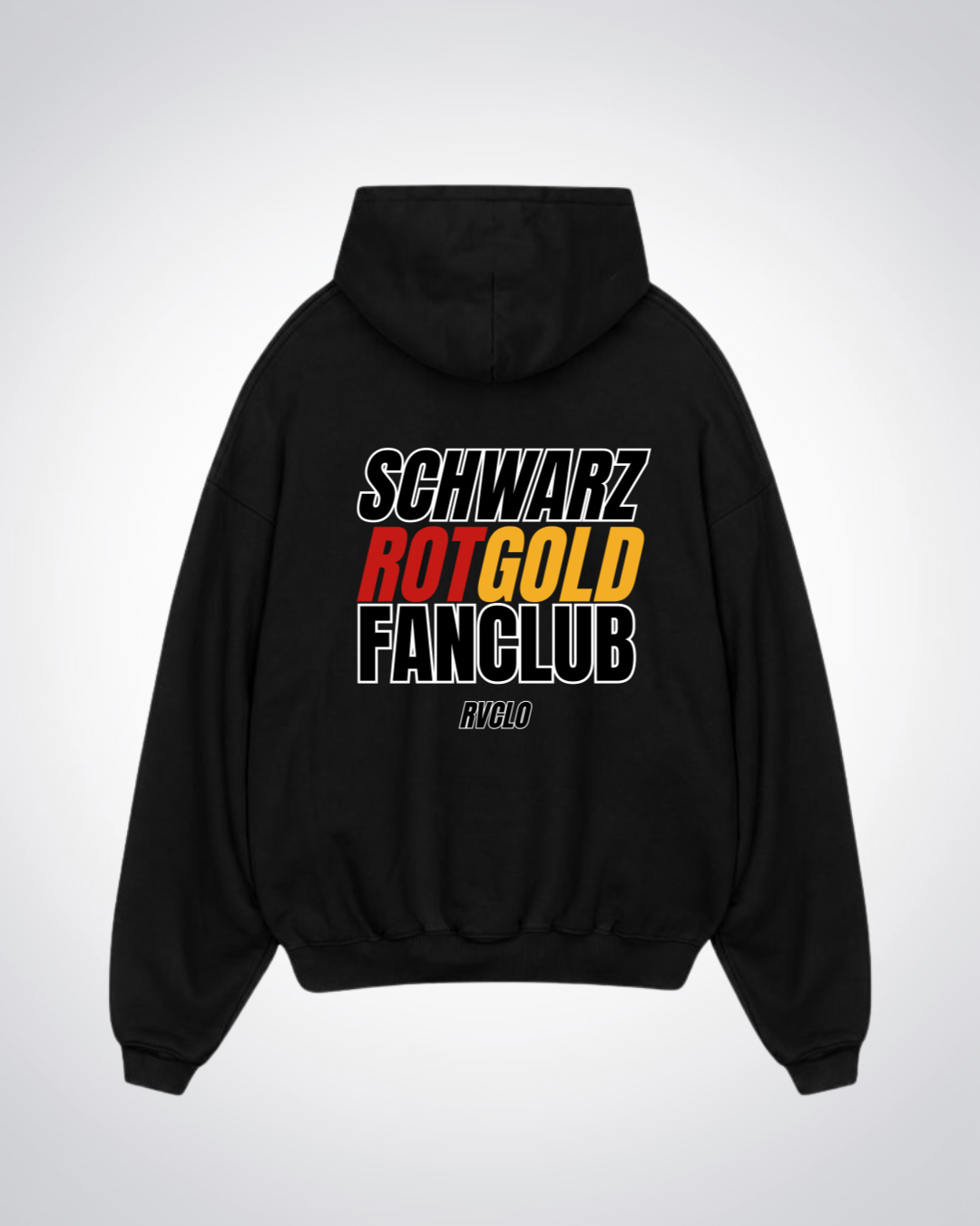Schwarz Rot Gold Fanclub Oversized Hoodie - Black Back (Designed)
