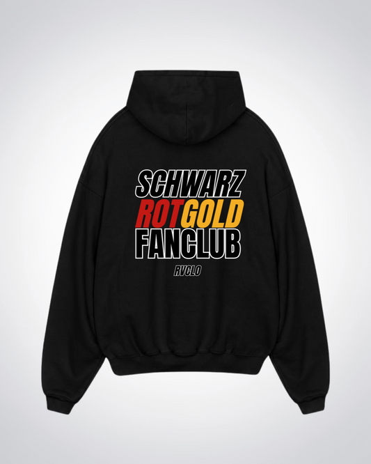 Schwarz Rot Gold Fanclub Oversized Hoodie - Black Back (Designed)