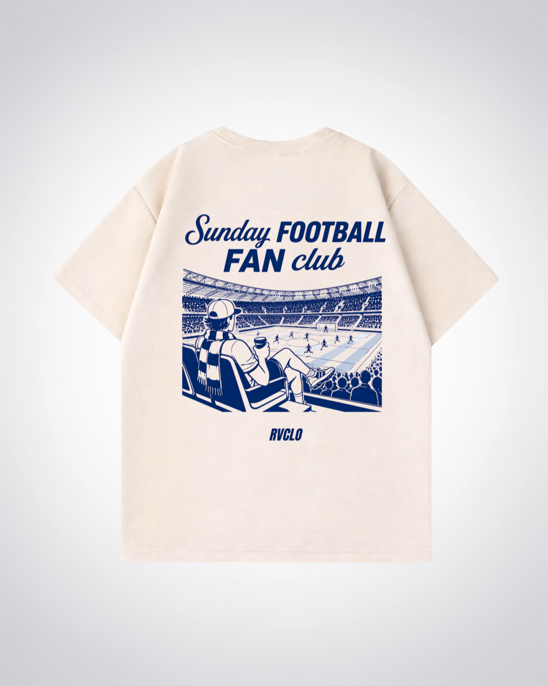 Sunday Football Fan Club Oversized Shirt - Beige Back (Designed)