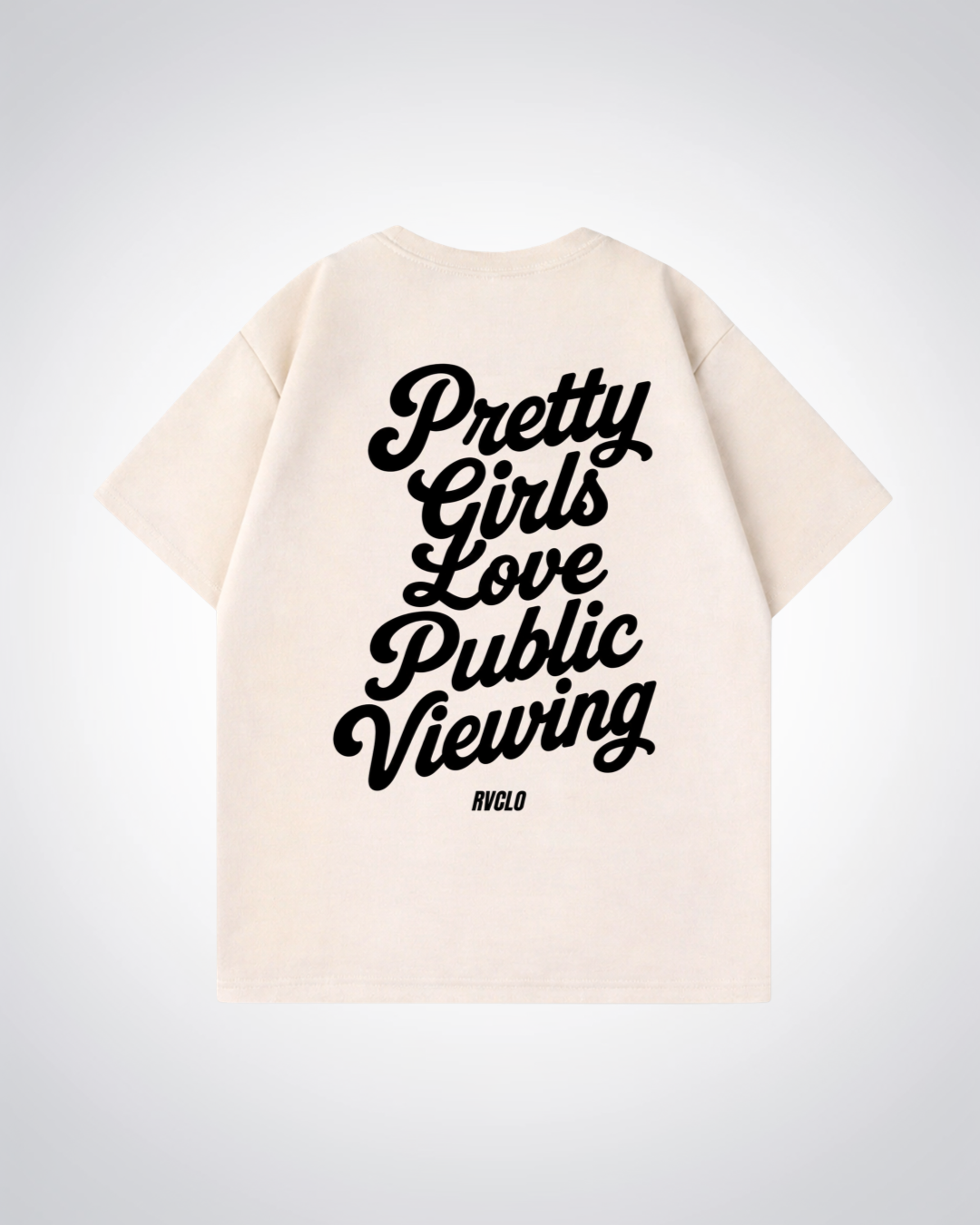 Pretty girls love Puplic Viewing Oversized Shirt - Beige Back (Designed)