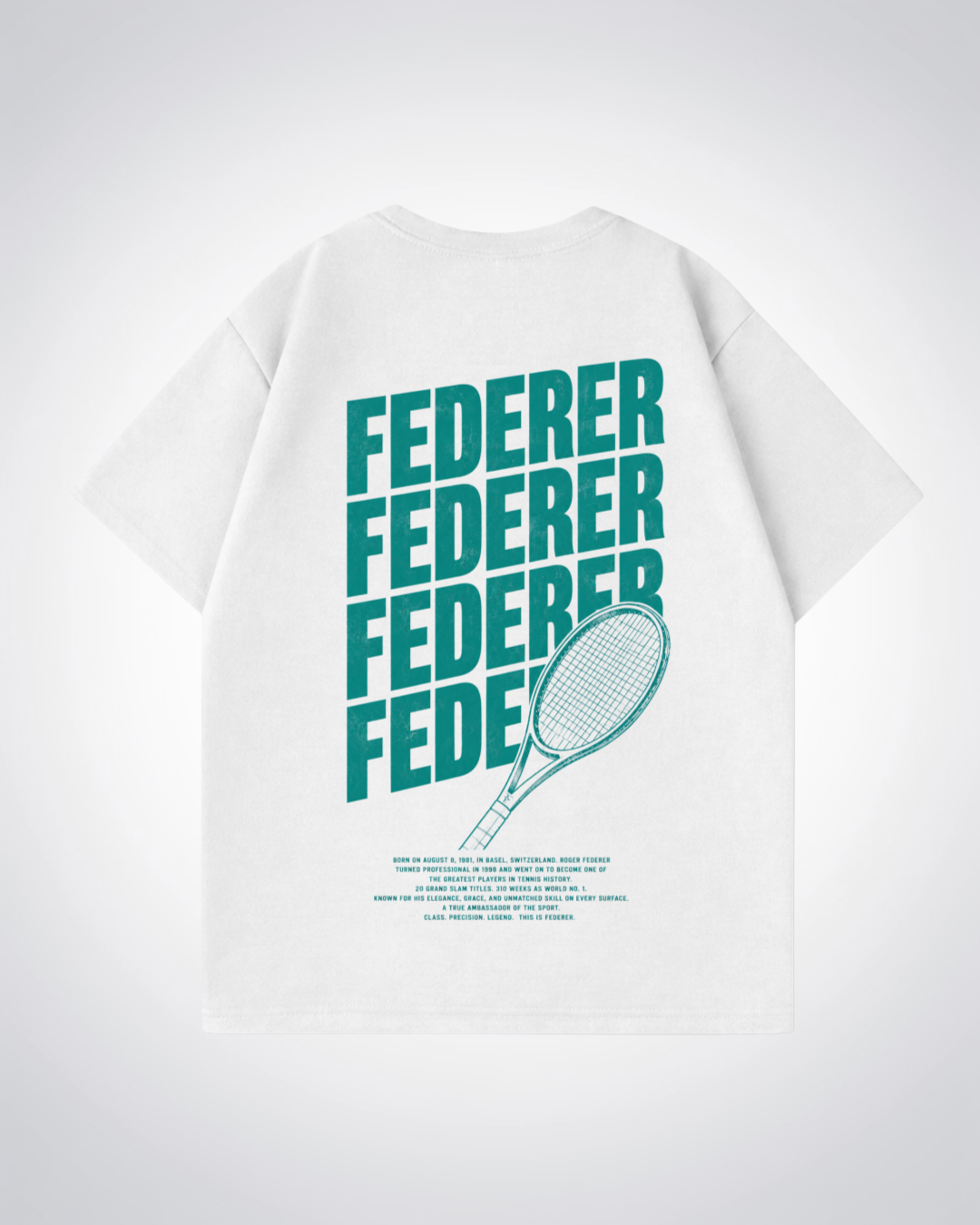 Federer Waved Oversized Shirt - White Back (Designed)