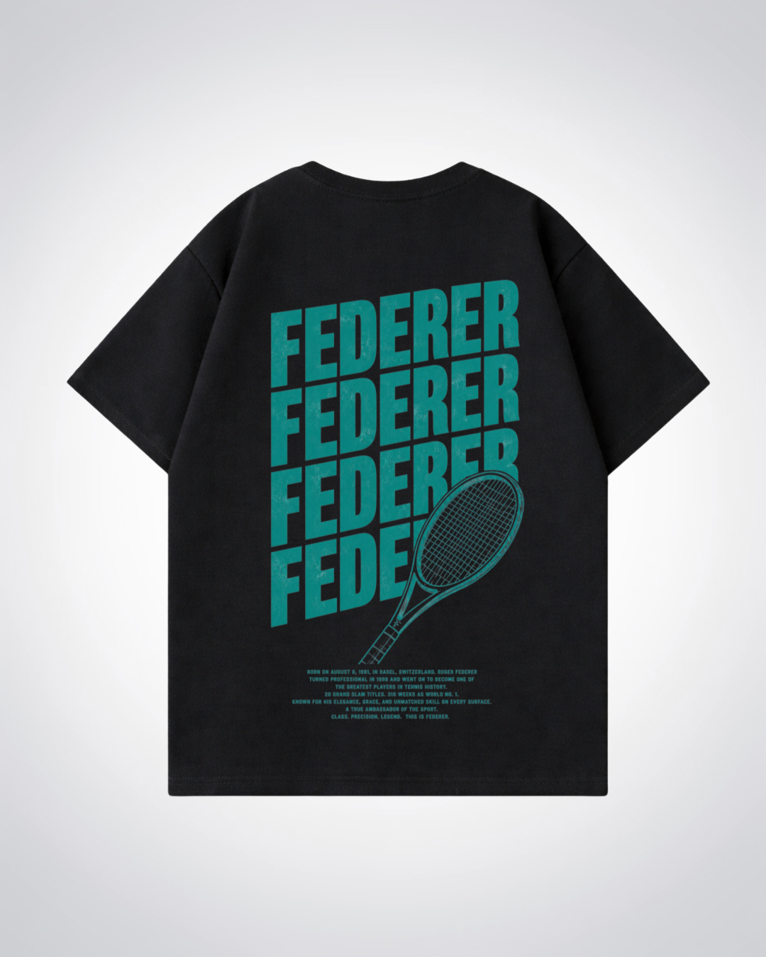 Federer Waved Oversized Shirt - Black Back (Designed)
