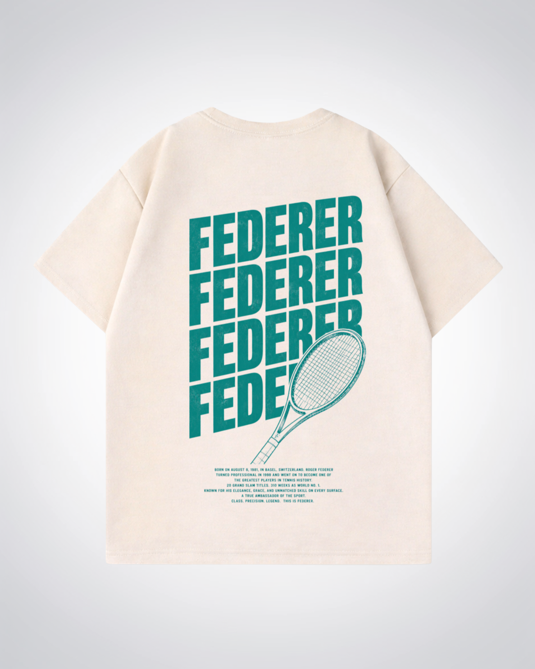 Federer Waved Oversized Shirt - Beige Back (Designed)