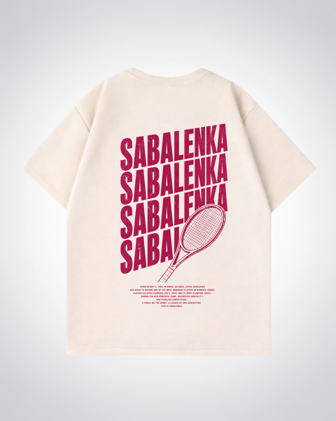 Sabalenka Waved Oversized Shirt - Beige Back (Designed)