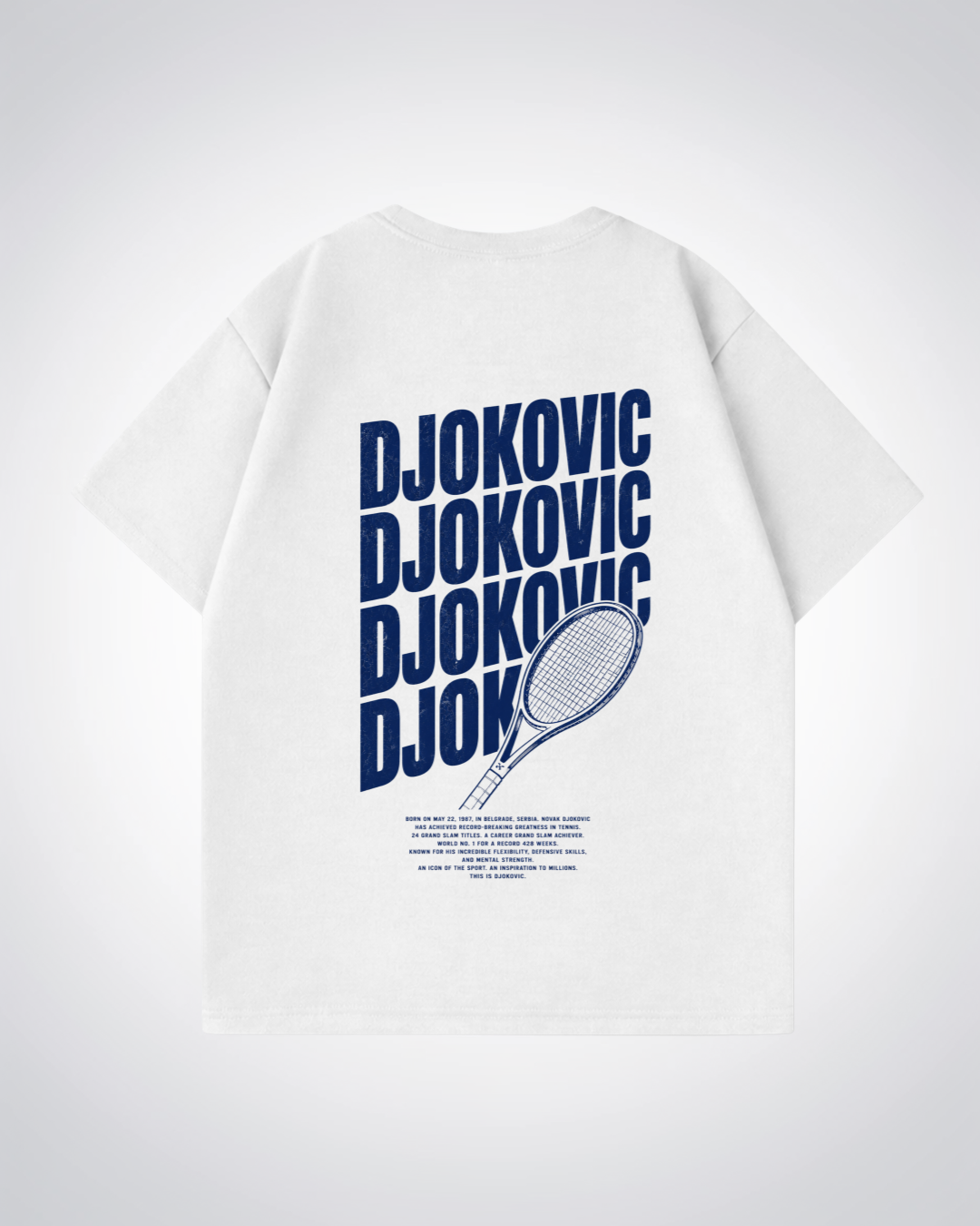 Djokovic Waved Oversized Shirt  - White Back (Designed)