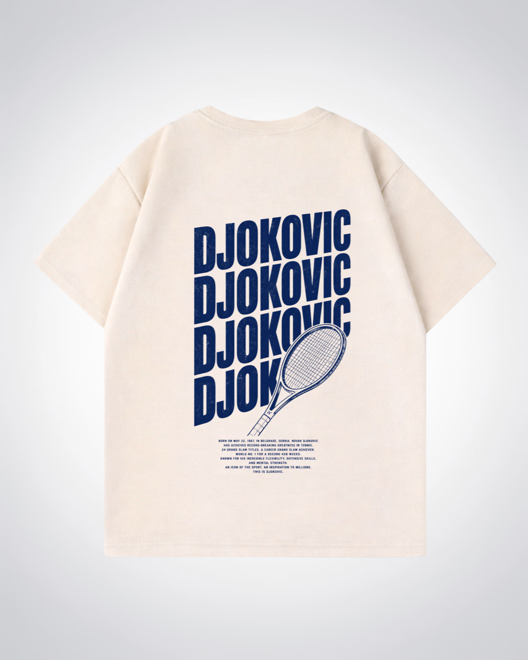 Djokovic Waved Oversized Shirt  - Beige Back (Designed)