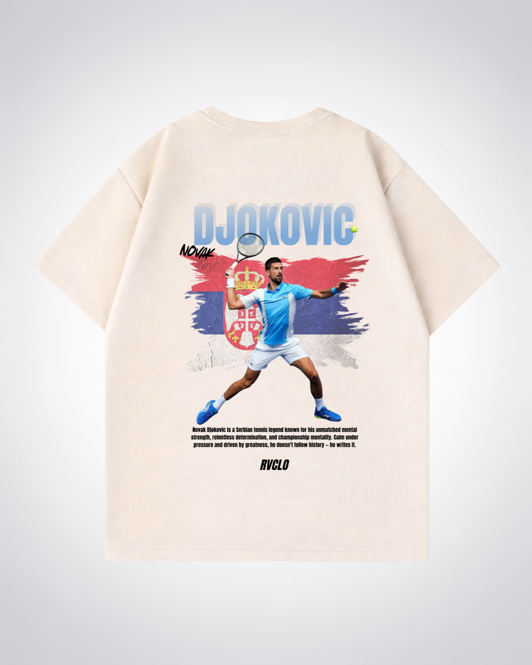 Djokovic Oversized Shirt  - Beige Back (Designed)