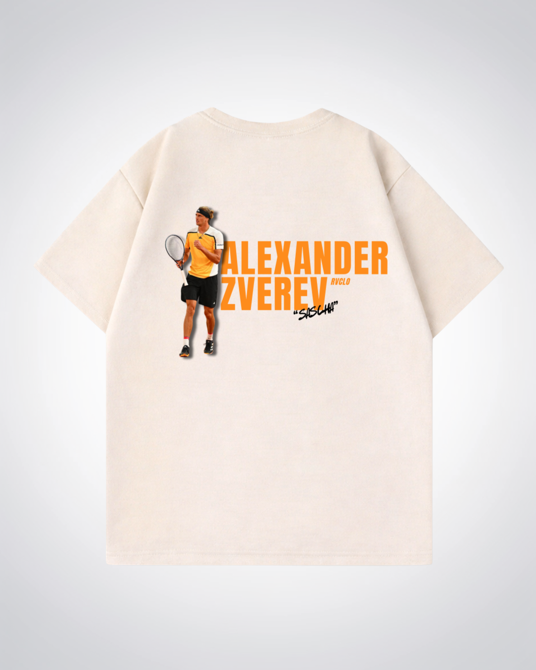 Alexander Zverev Oversized Shirt  - Beige Back (Designed)