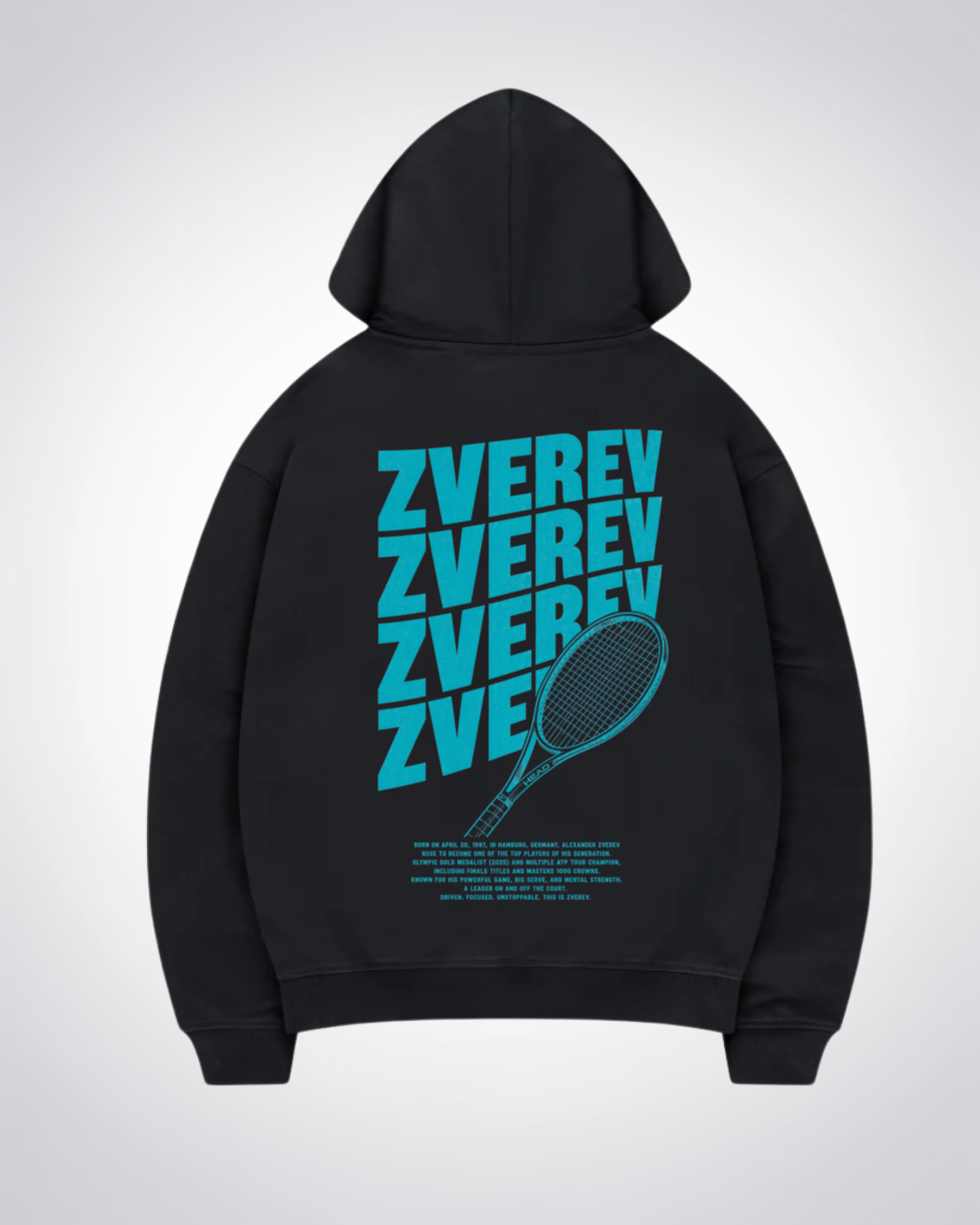 Zverev Waved Oversized Hoodie - Black Back (Designed)