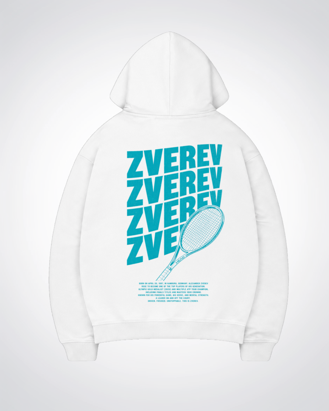 Zverev Waved Oversized Hoodie - White Back (Designed)