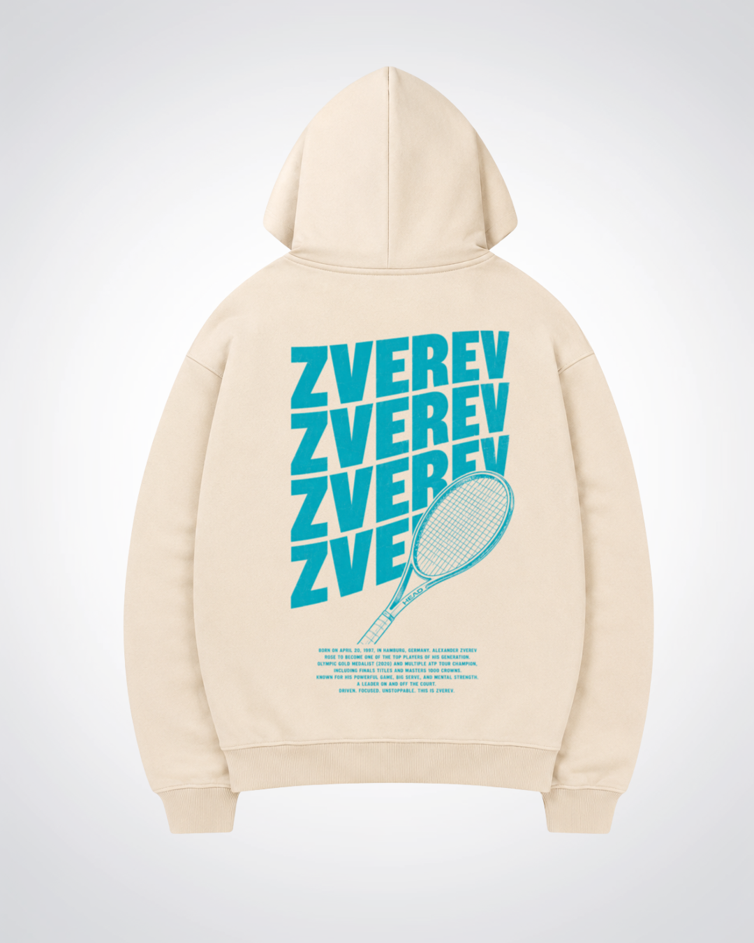 Zverev Waved Oversized Hoodie - Beige Back (Designed)