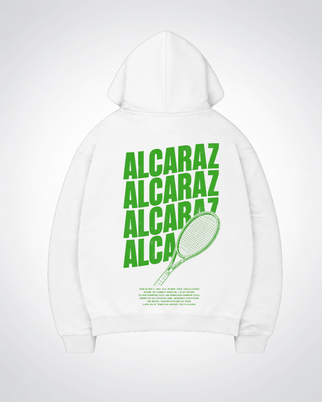 Alcaraz Waved Oversized Hoodie - White Back (Designed)
