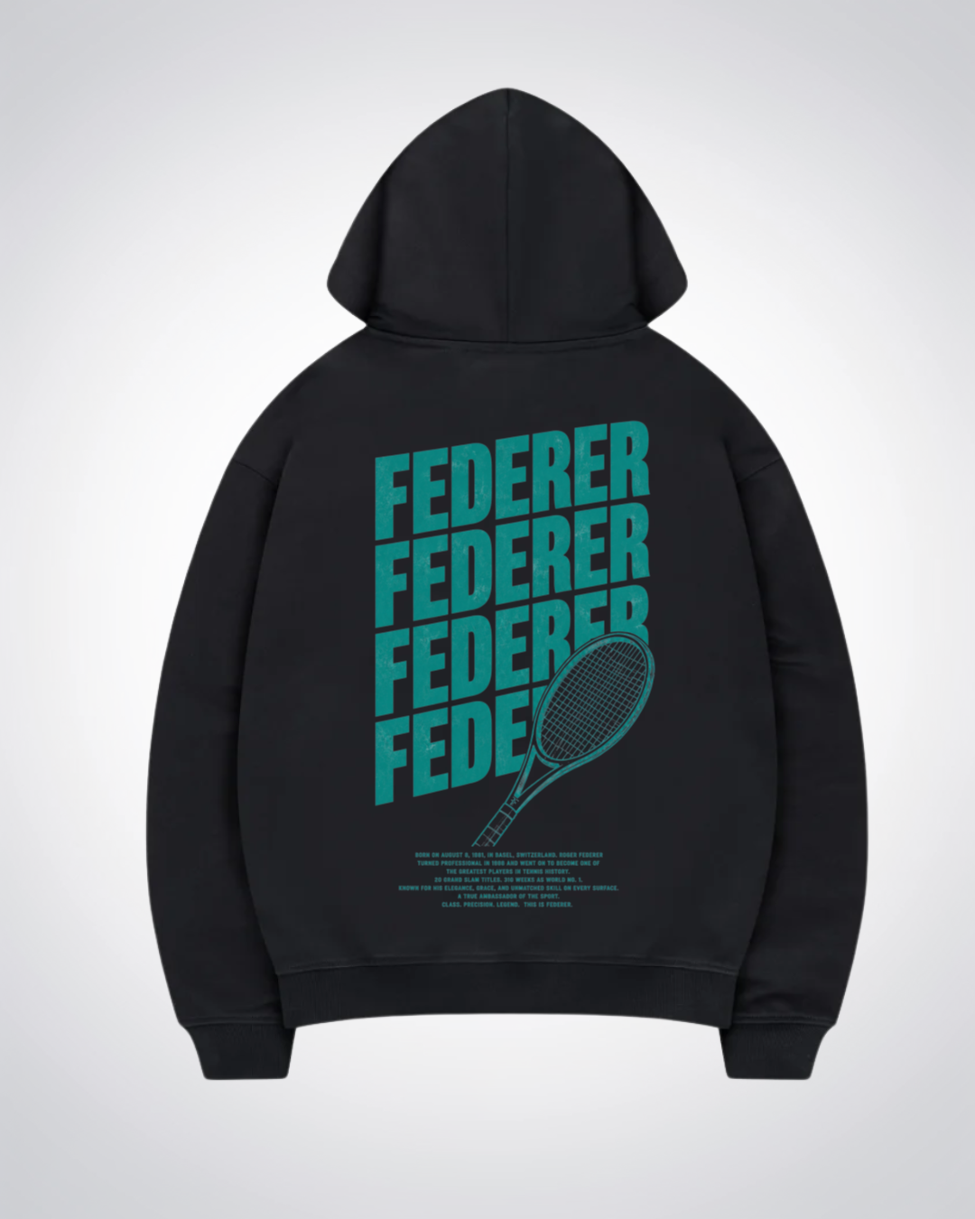 Federer Waved Oversized Hoodie - Black Back (Designed)