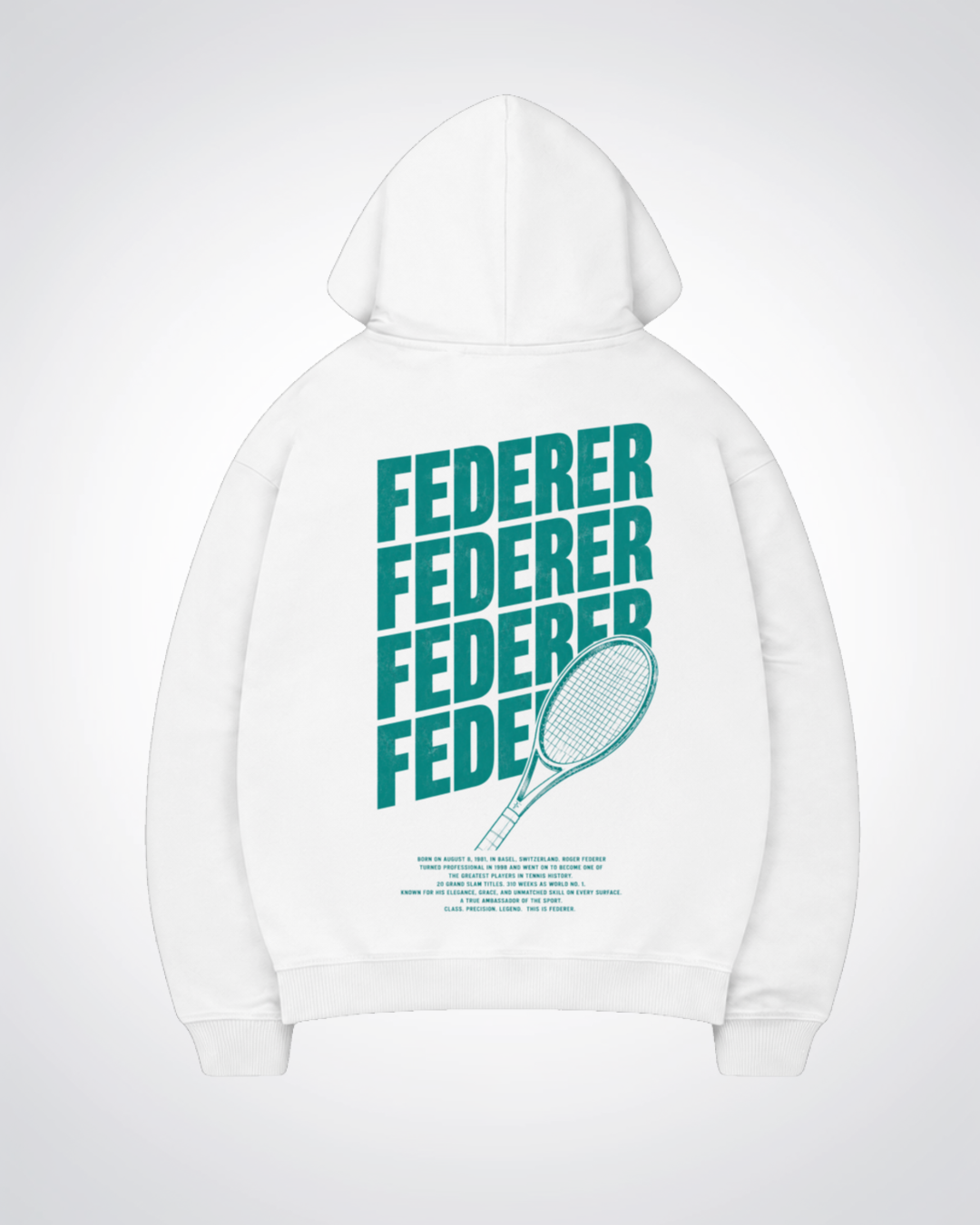 Federer Waved Oversized Hoodie - White Back (Designed)