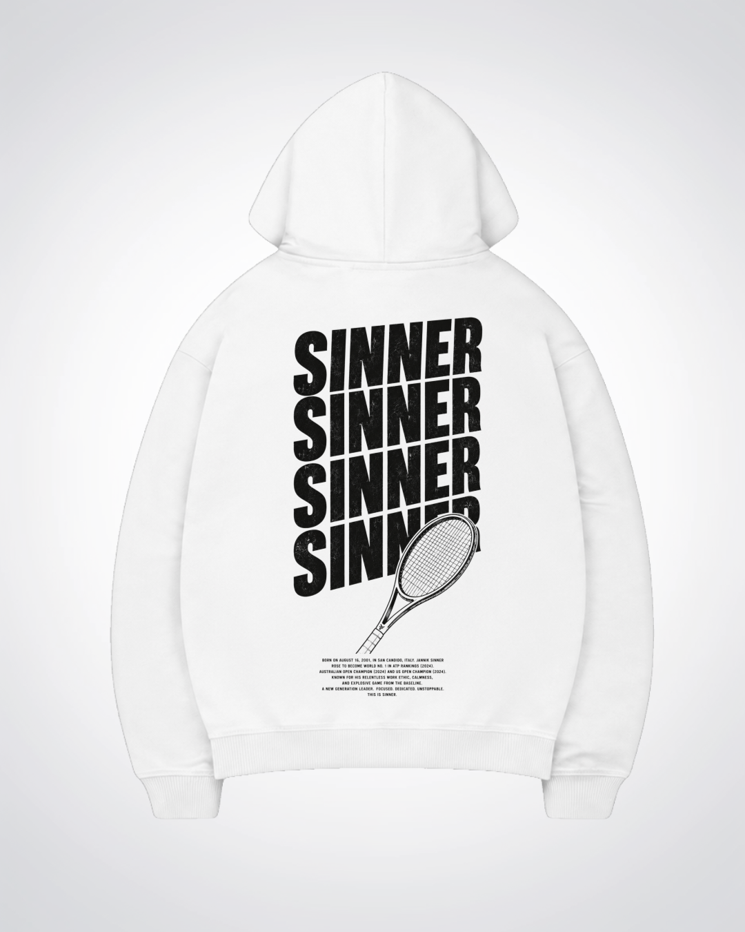Sinner Waved Oversized Hoodie - White Back (Designed)