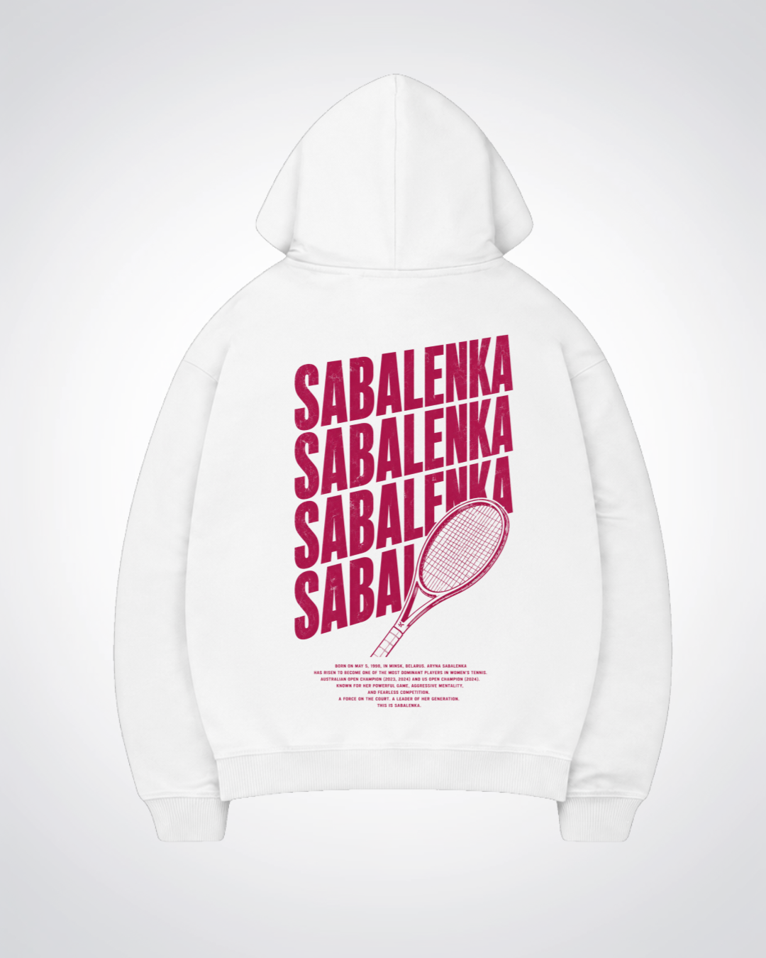 Sabalenka Waved Oversized Hoodie - White Back (Designed)