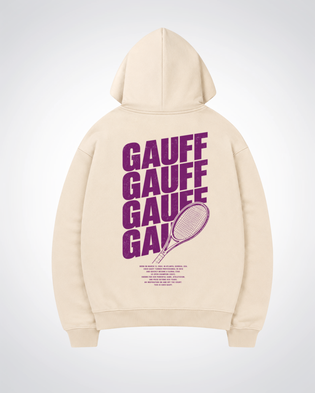 Gauff Waved Oversized Hoodie - Beige Back (Designed)