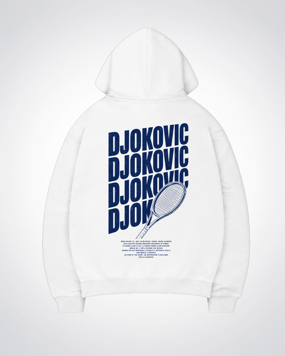Djokovic Waved Oversized Hoodie - White Back (Designed)