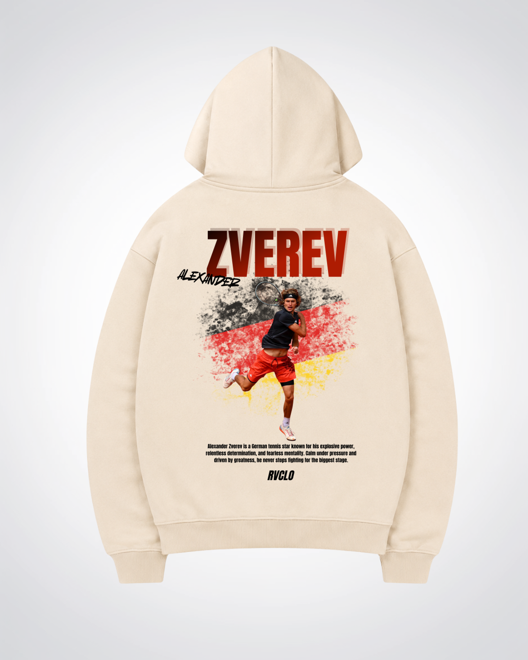 Zverev Oversized Hoodie - Beige Back (Designed)